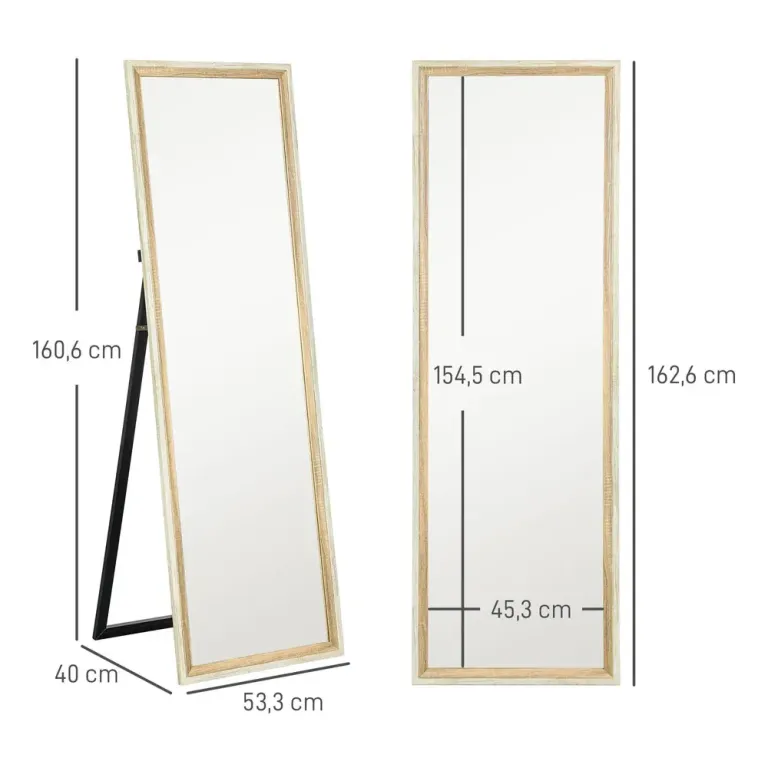 Helfigursspegel med MDF-Ram Natur Trälook