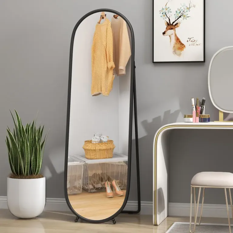Helfigursspegel Oval Spegel Metallram Svart