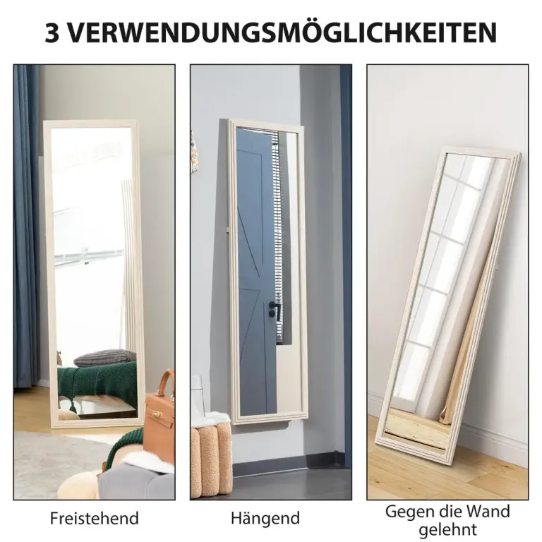 Helfigursspegel Rektangulär Vit Ram Golvspegel