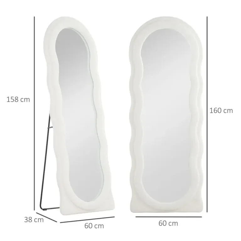 Helfigursspegel Vågformad Design Vit Ram