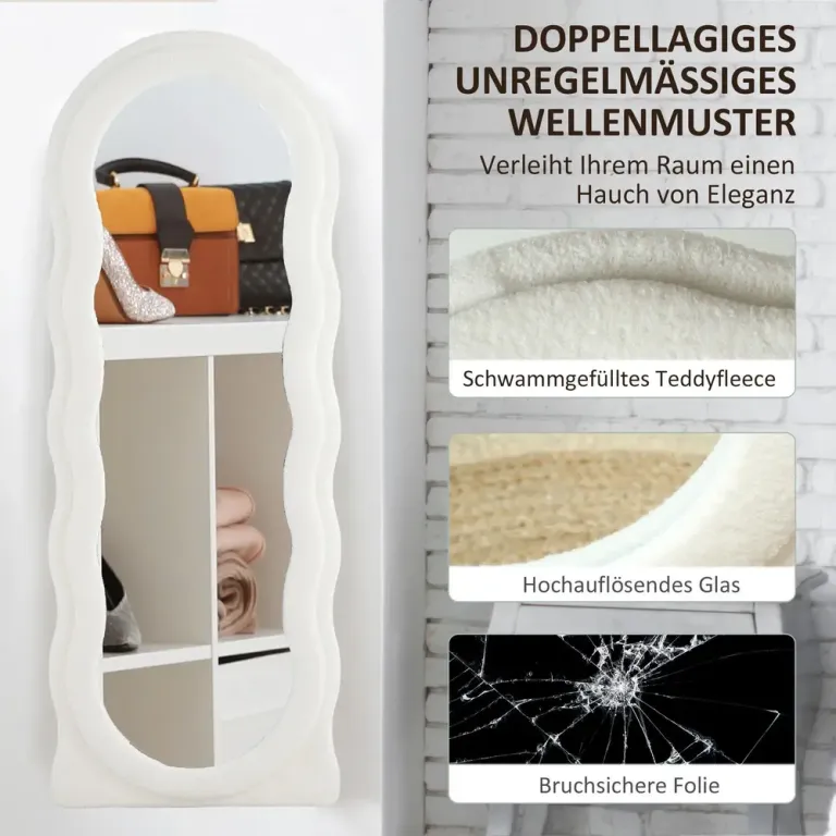 Helfigursspegel Vågformad Design Vit Ram