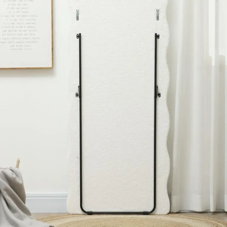 Helfigursspegel Vågformad Design Vit Ram