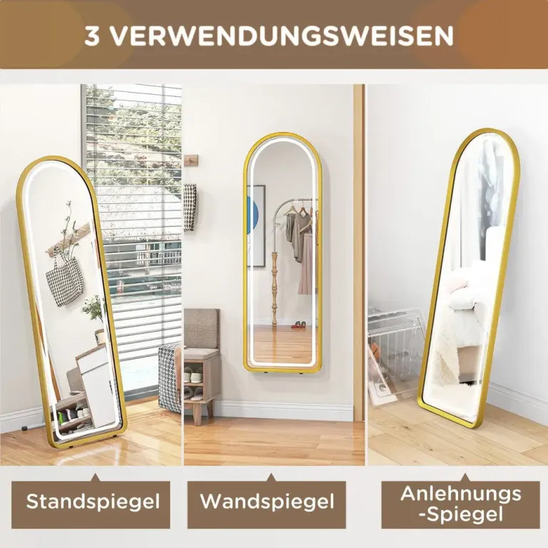 Helfigursspegel Vägg- & Golvspegel Guld Ram