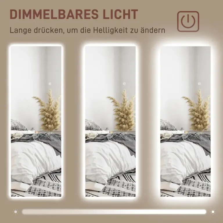 Helfigursspegel Vägghängd Spegel Ramlös Glas Dimbar Väggspegel