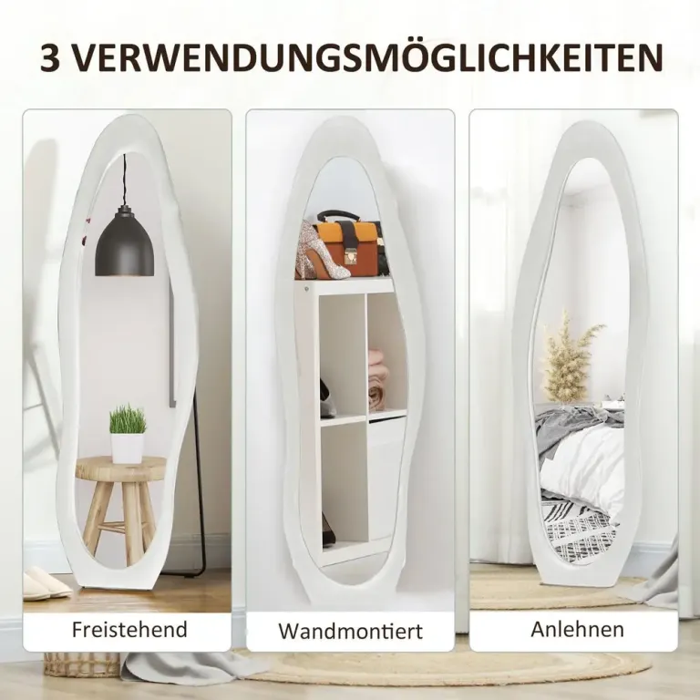 Helfigursspegel Vägghängd Spegel Vit Ram