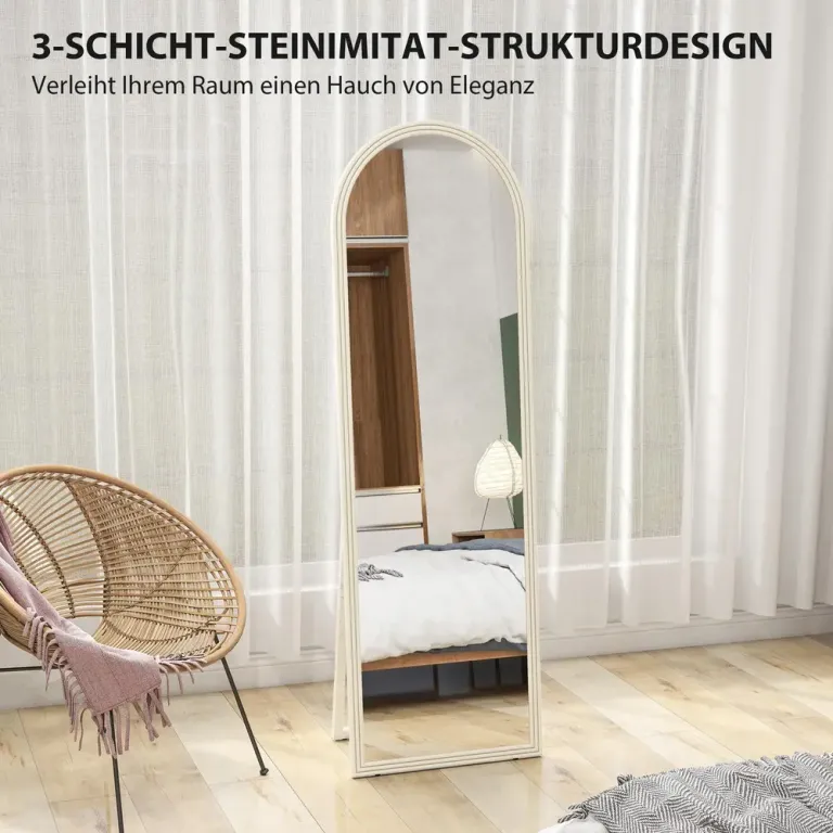 Helfigursspegel Välvd Golv- & Väggspegel Vit Ram Helkroppsspegel