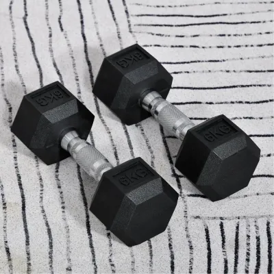 Hexagon Hantlar 2-Pack i Gjutjärn Gummerade Vikter