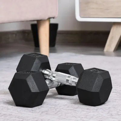 Hexagon Hantlar 2-Pack i Gjutjärn Gummerade Vikter