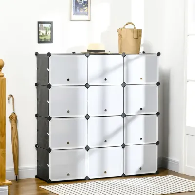Modulärt Skoskåp 12 Fack Rymlig 125 x 32 x 125 cm, Vit