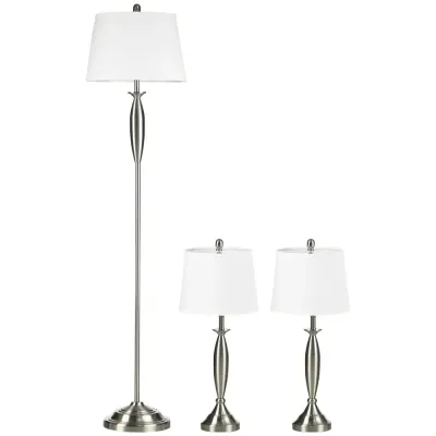 Lamp-Set 3 Delar med 1 Golvlampa och 2 Bordslampor, Svart