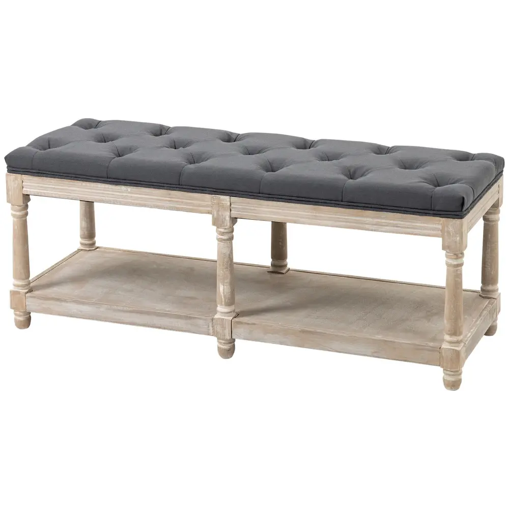 Skobänk Förvaringsbänk Grå av Linnelook 115 x 40 x 48 Cm