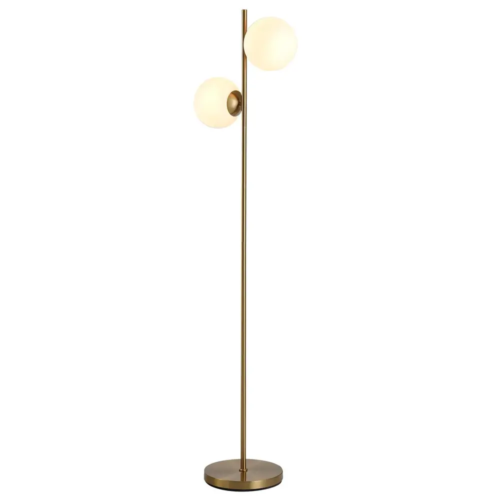 Golvlampa 2-Delad med Glasskärm Stål och Glas Guld 165 Cm