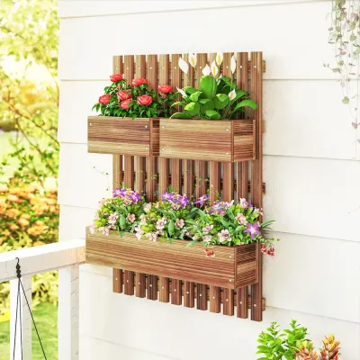 Blomlådor 3-pack för Väggmontering 60 x 16 x 80 cm