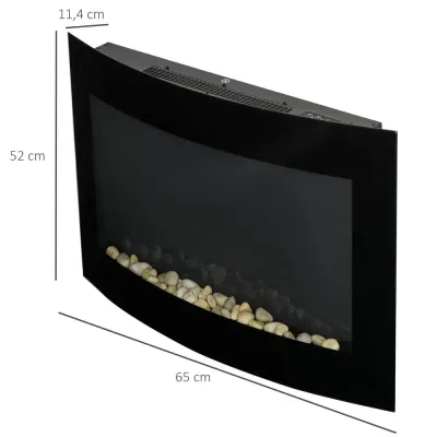 Väggmonterad Elkamin 65 cm med Flammeffekt, Svart