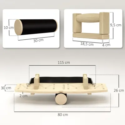 Push-Up Handtag i Trä med Motståndsband, Natur