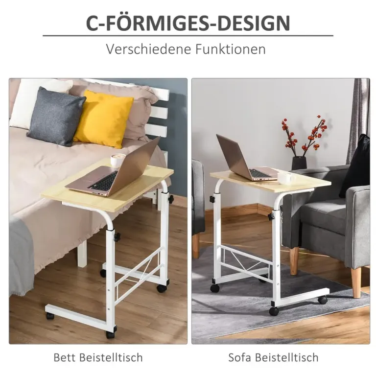 Höj- och Sänkbart Sidobord på Hjul Mobilt C-Bord