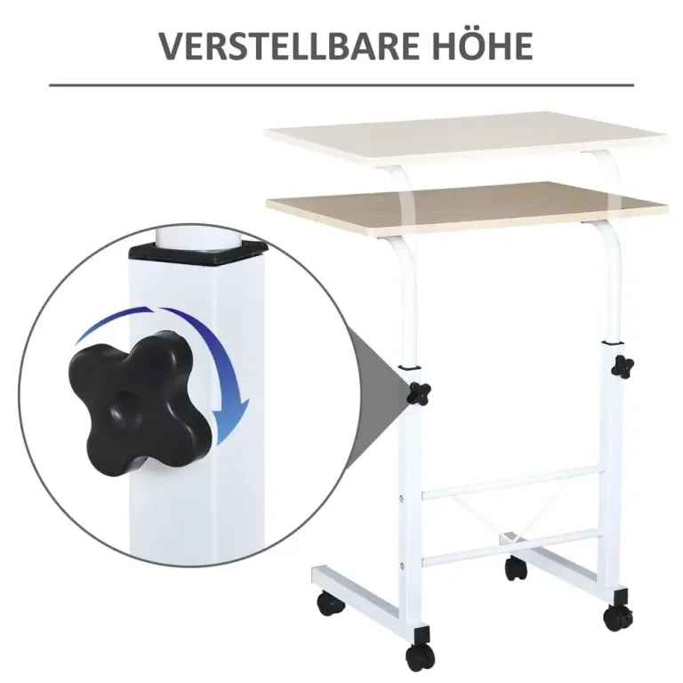 Höj- och Sänkbart Sidobord på Hjul Mobilt C-Bord