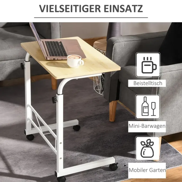 Höj- och Sänkbart Sidobord på Hjul Mobilt C-Bord