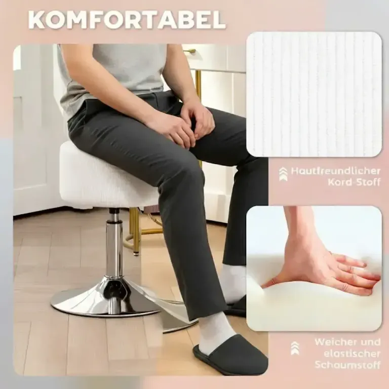 Höjdjusterbar Barpall i Stoppad Barstol med Metallram
