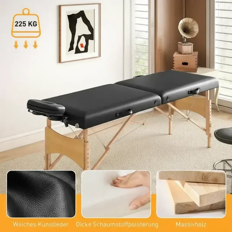 Höjdjusterbar Massagebänk Hopfällbar Massagesäng i Träram Justerbart