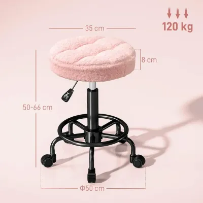 Höjdjusterbar Svängbar Rullpall 360° Vridbar 66 cm Kontor Snurrpall