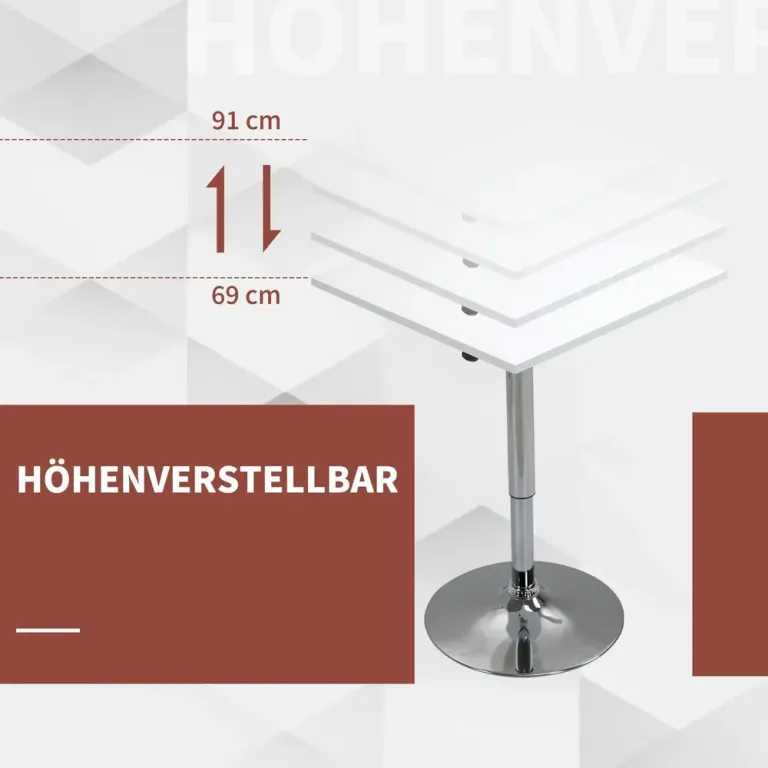 Höjdjusterbart Barbord 360° Vridbart Reptåliga Fötter Fyrkant Robust