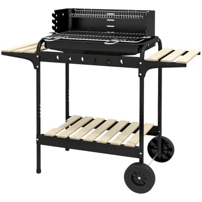 Kolgrill Bbq Rökare med Hjul Svart 103 x 47 x 95 cm