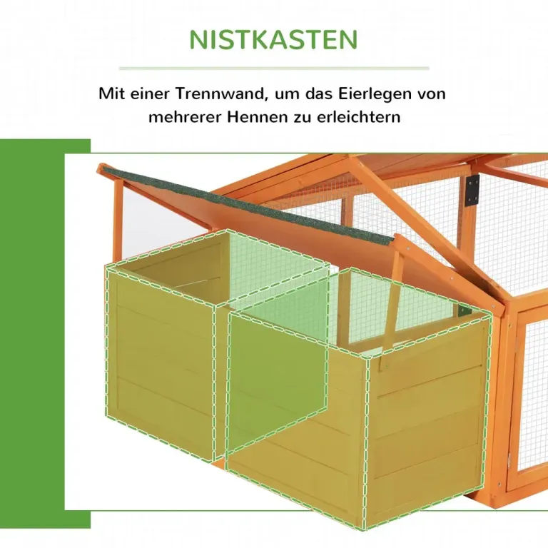 Hönshus med Utegård och Låsbar Dörr Frigående Hage Orange Tannträ
