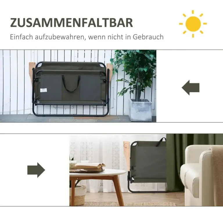 Hopfällbar Campingstol med Armstöd och Mugghållare 2-sits