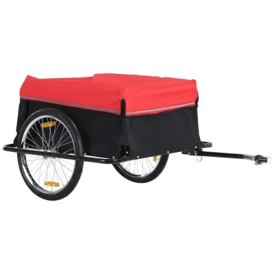 Hopfällbar Cykelkärra med 2 Hjul och Reflexer, Svart/Röd Lastvagn