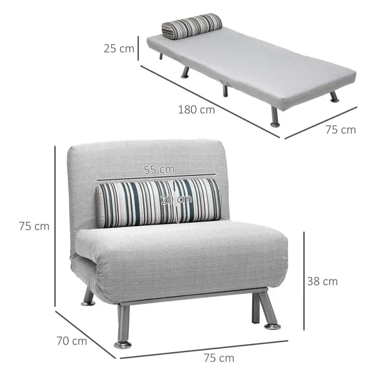 Hopfällbar Bäddfåtölj med Madrass 75 x 70 x 75 cm