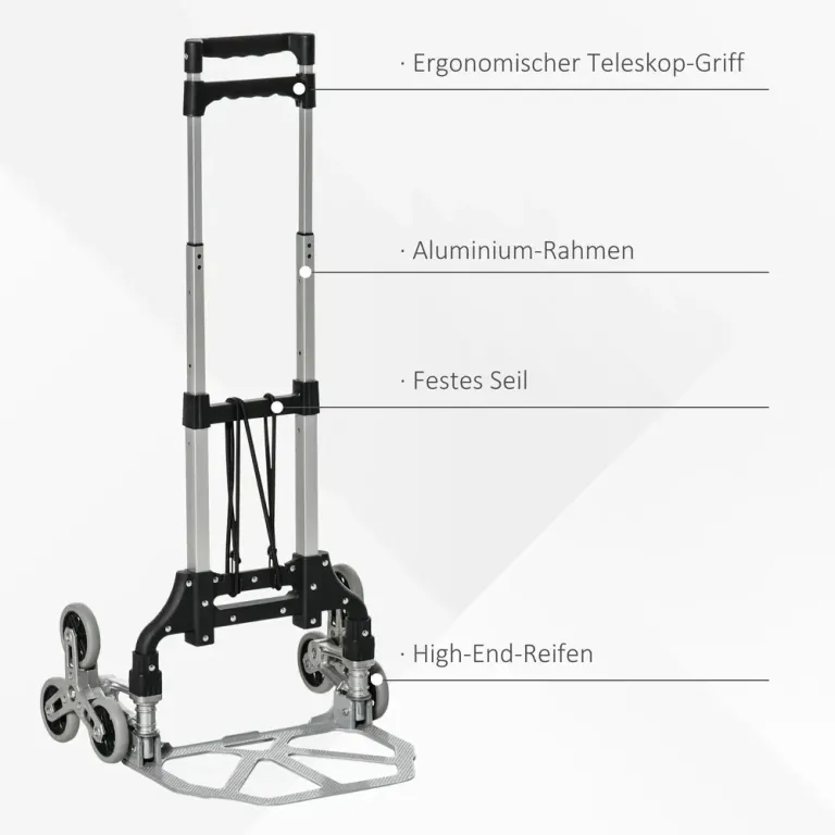 Hopfällbar Magasinkärra i Aluminium Transportkärra Trappkärra Hjul