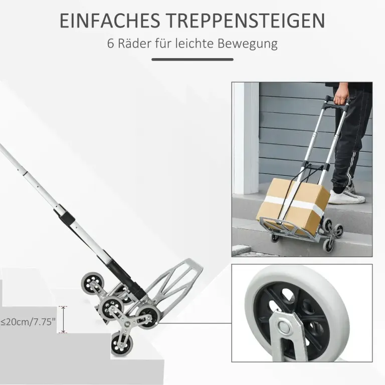 Hopfällbar Magasinkärra i Aluminium Transportkärra Trappkärra Hjul