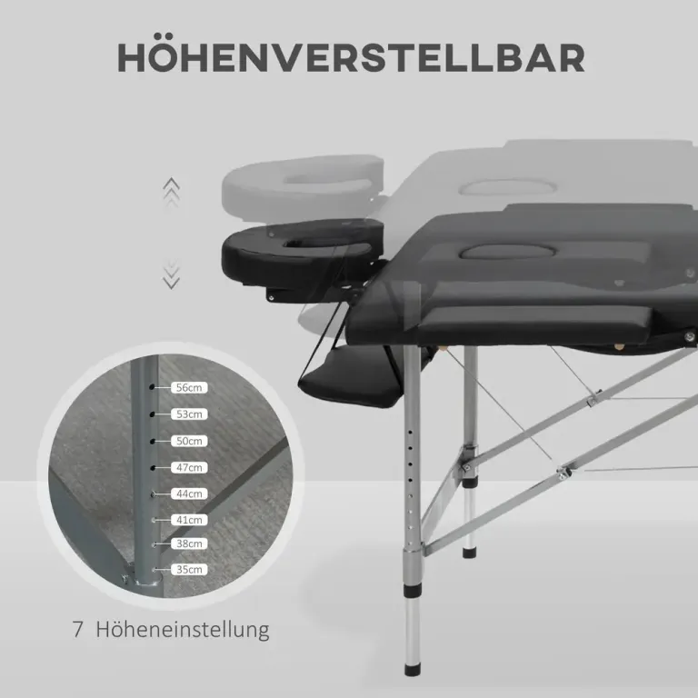 Hopfällbar Massagebänk 2-Zon Professionell Behandlingsbänk Läder