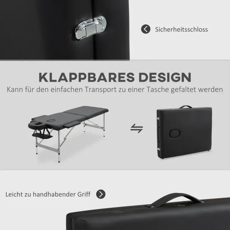 Hopfällbar Massagebänk 2-Zon Professionell Behandlingsbänk Läder