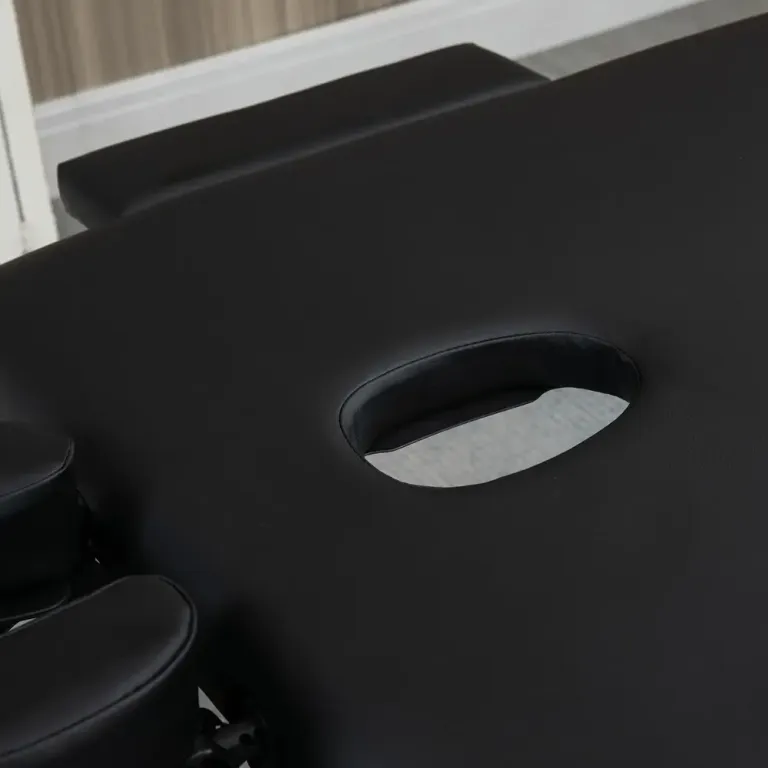 Hopfällbar Massagebänk 2-Zon Professionell Behandlingsbänk Läder