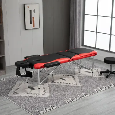 Hopfällbar Massagebänk i Aluminium, Röd