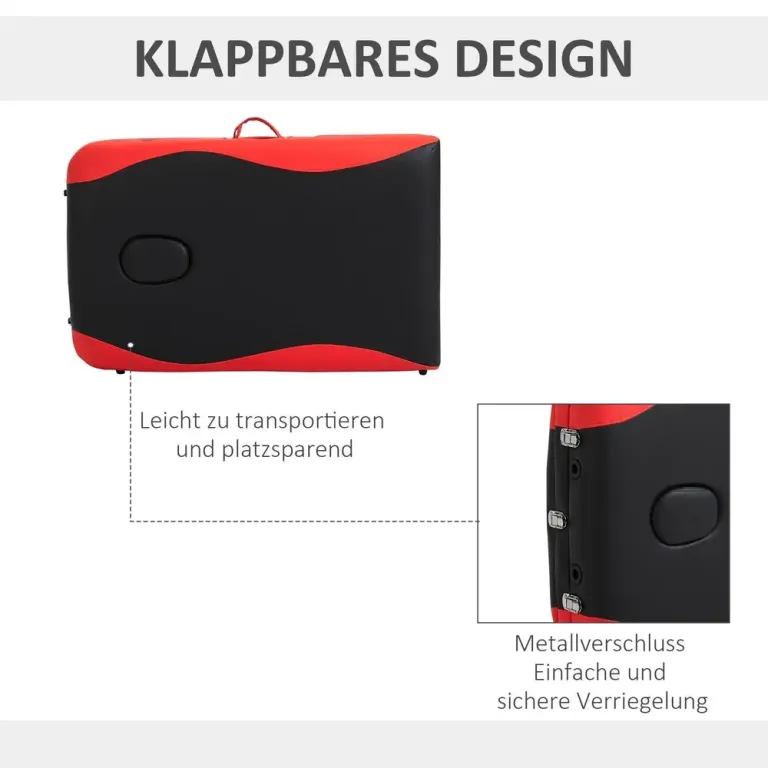 Hopfällbar Massagebänk i Aluminium, Röd Bärbar