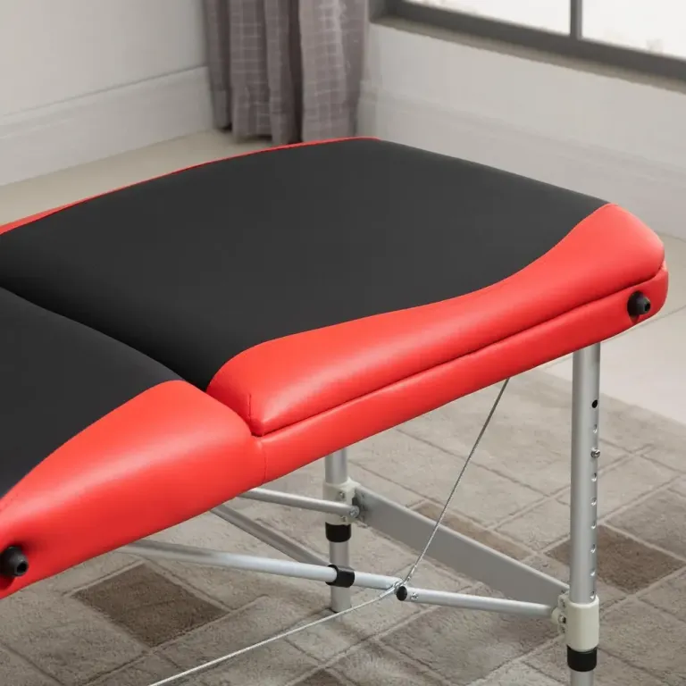 Hopfällbar Massagebänk i Aluminium, Röd Bärbar