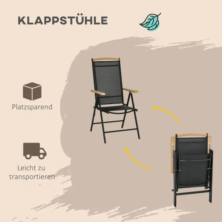 Hopfällbar Matgrupp i Aluminium 7 Delar Praktiskt Personer Utomhus