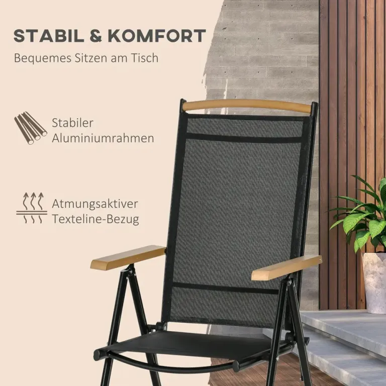Hopfällbar Matgrupp i Aluminium 7 Delar Praktiskt Personer Utomhus