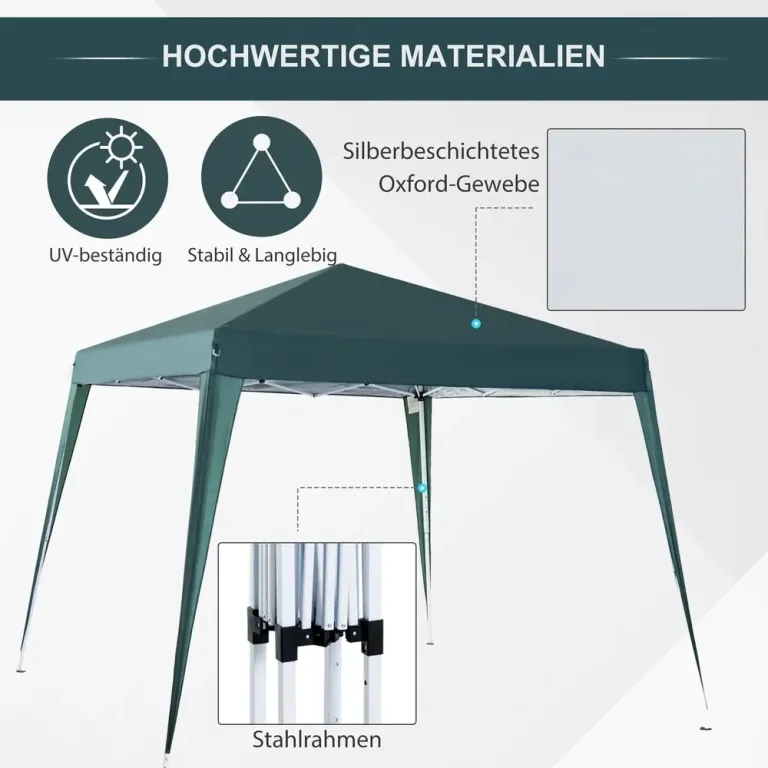 Hopfällbar Paviljong med UV-Skydd 2,4 x 2,4 m, Grön
