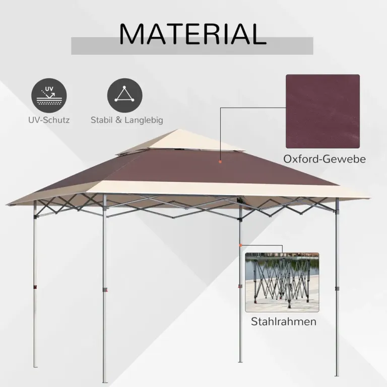 Hopfällbar Pop-Up Paviljong Partytält Enkel 3,6 x 3,6 M