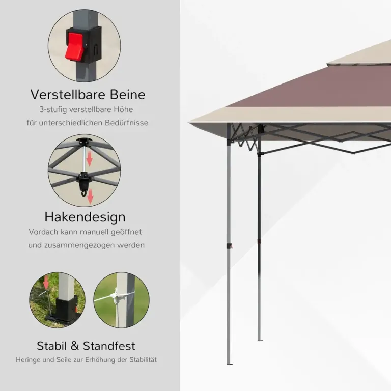 Hopfällbar Pop-Up Paviljong Partytält Enkel 3,6 x 3,6 M