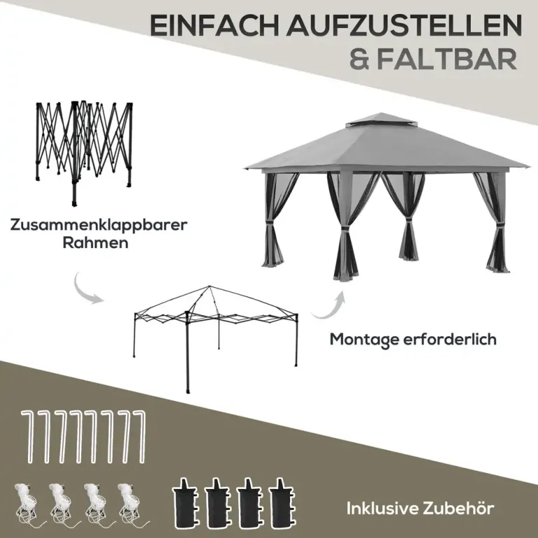 Hopfällbar Pop-up Paviljong Stort Partytält Meter Inkl