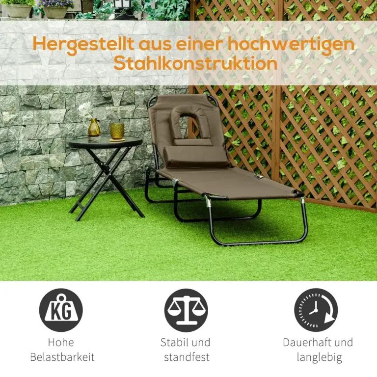 Hopfällbar Solsäng med Soltak 190 x 56 x 28 cm