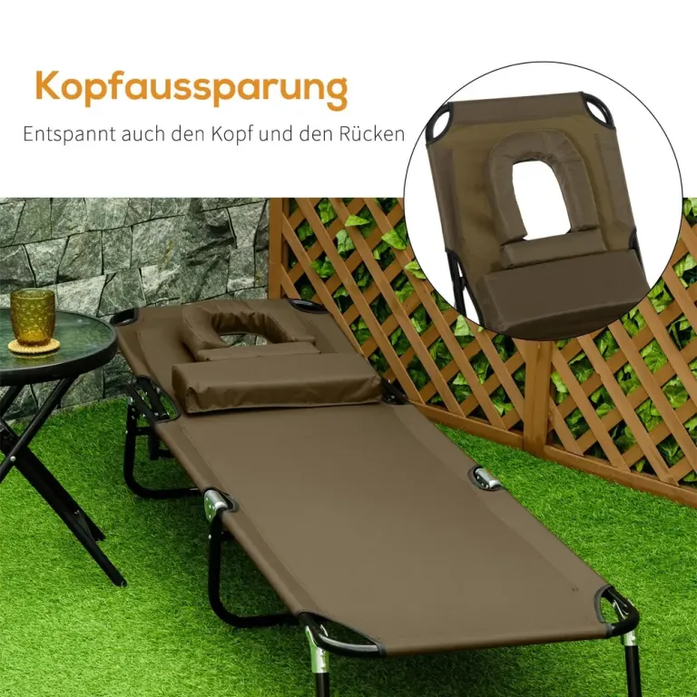 Hopfällbar Solsäng med Soltak 190 x 56 x 28 cm