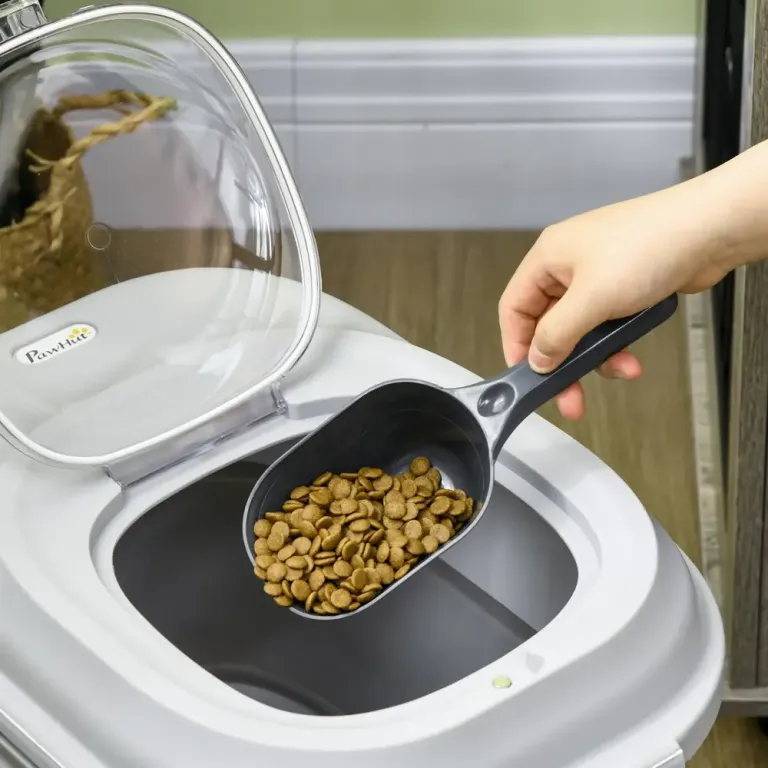 Hopfällbar Foderbehållare för 25 kg, Grå Hund Katt Liter