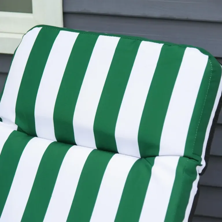 Hopfällbara Solsängar 2-Pack med Dyna Grön Vit Stål