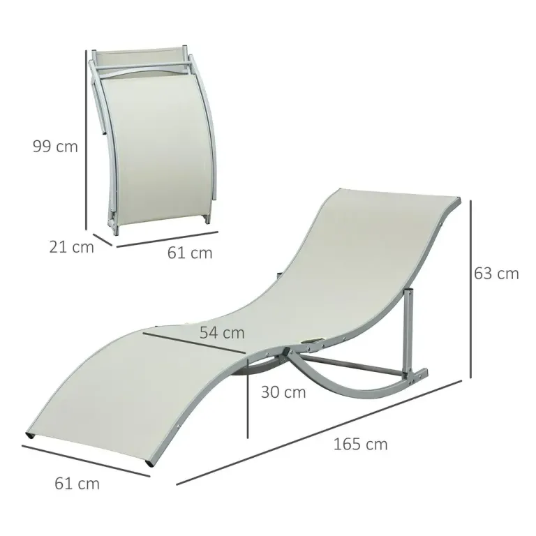 Hopfällbara Solstolar 2-Pack 165 x 61 x 63 cm